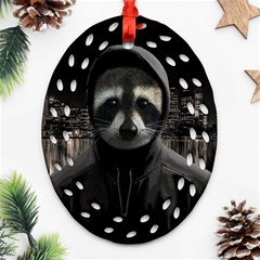 Gangsta Raccoon  Ornament (oval Filigree) by Valentinaart