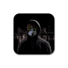 Gangsta Cat Rubber Coaster (square)  by Valentinaart