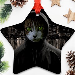 Gangsta Cat Star Ornament (two Sides) by Valentinaart