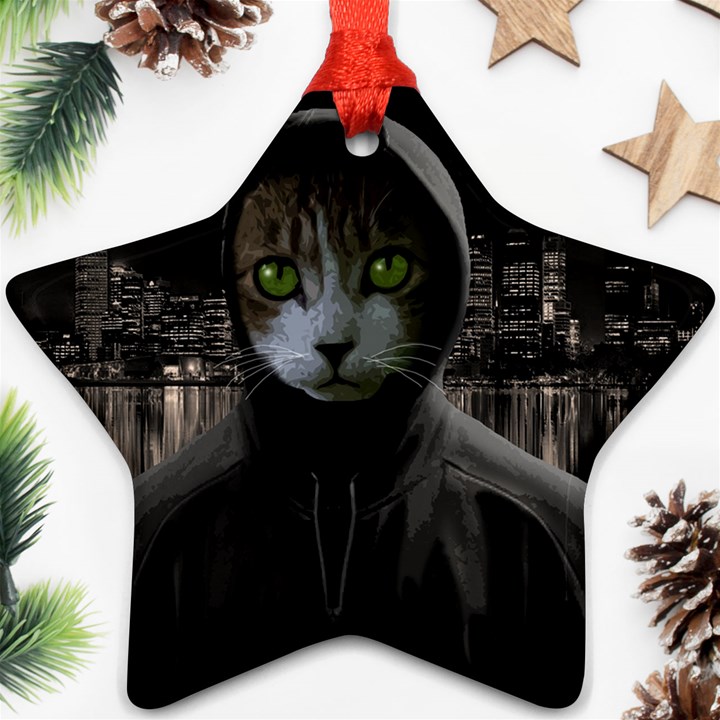 Gangsta cat Star Ornament (Two Sides)