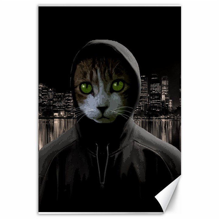 Gangsta cat Canvas 12  x 18  