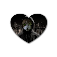 Gangsta cat Rubber Coaster (Heart) 