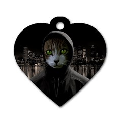 Gangsta cat Dog Tag Heart (One Side)