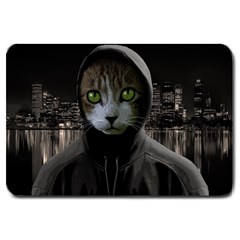 Gangsta Cat Large Doormat  by Valentinaart