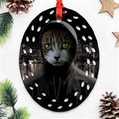 Gangsta cat Ornament (Oval Filigree)