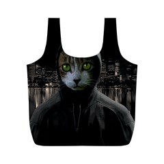 Gangsta Cat Full Print Recycle Bags (m)  by Valentinaart