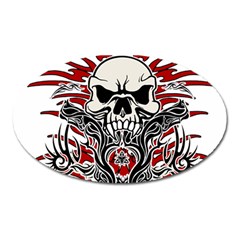 Skull Tribal Oval Magnet by Valentinaart