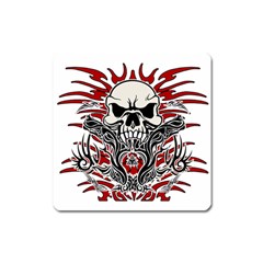 Skull Tribal Square Magnet by Valentinaart