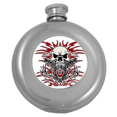 Skull Tribal Round Hip Flask (5 Oz) by Valentinaart