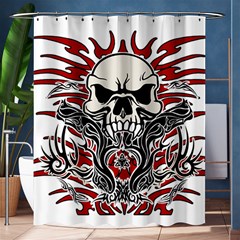 Skull Tribal Shower Curtain 60  X 72  (medium)  by Valentinaart