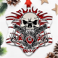 Skull Tribal Ornament (snowflake) by Valentinaart