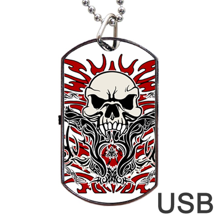 Skull tribal Dog Tag USB Flash (Two Sides)