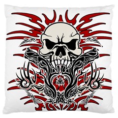 Skull Tribal Large Cushion Case (two Sides) by Valentinaart