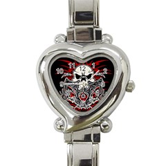 Skull tribal Heart Italian Charm Watch