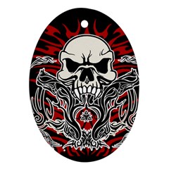 Skull tribal Oval Ornament (Two Sides)