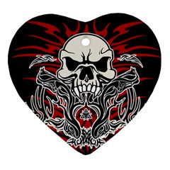 Skull tribal Heart Ornament (Two Sides)