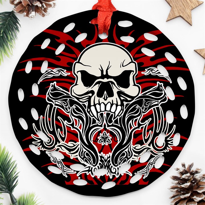 Skull tribal Ornament (Round Filigree)