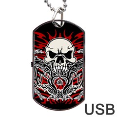 Skull tribal Dog Tag USB Flash (Two Sides)