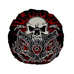 Skull tribal Standard 15  Premium Round Cushions