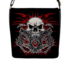 Skull tribal Flap Messenger Bag (L) 