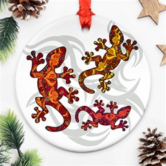 Ornate Lizards Ornament (round) by Valentinaart