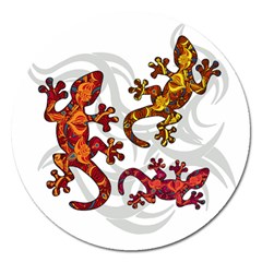 Ornate Lizards Magnet 5  (round) by Valentinaart