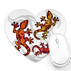 Ornate Lizards Heart Mousepads by Valentinaart