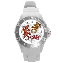 Ornate Lizards Round Plastic Sport Watch (l) by Valentinaart