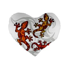 Ornate Lizards Standard 16  Premium Heart Shape Cushions by Valentinaart