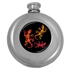 Ornate Lizards Round Hip Flask (5 Oz) by Valentinaart