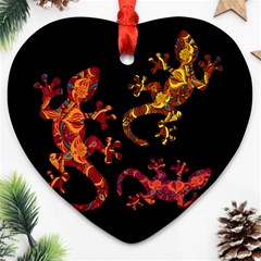 Ornate Lizards Heart Ornament (two Sides) by Valentinaart