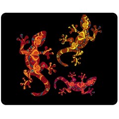 Ornate Lizards Double Sided Fleece Blanket (medium)  by Valentinaart