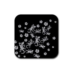 Ornate Lizards Rubber Coaster (square)  by Valentinaart