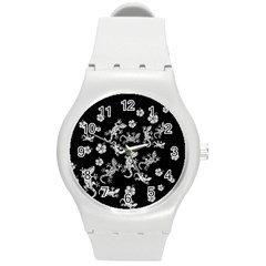 Ornate Lizards Round Plastic Sport Watch (m) by Valentinaart