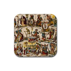 Tarot Cards Pattern Rubber Coaster (square)  by Valentinaart