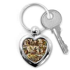 Tarot Cards Pattern Key Chains (heart)  by Valentinaart