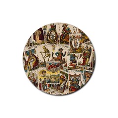 Tarot Cards Pattern Rubber Coaster (round)  by Valentinaart