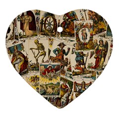 Tarot Cards Pattern Heart Ornament (two Sides) by Valentinaart