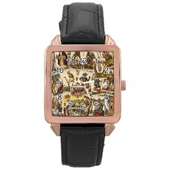 Tarot Cards Pattern Rose Gold Leather Watch  by Valentinaart