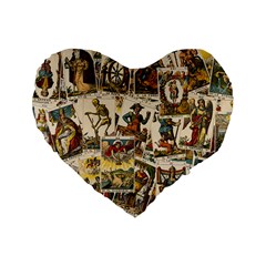 Tarot Cards Pattern Standard 16  Premium Flano Heart Shape Cushions by Valentinaart