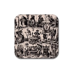 Tarot Cards Pattern Rubber Coaster (square)  by Valentinaart