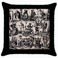 Tarot Cards Pattern Throw Pillow Case (black) by Valentinaart