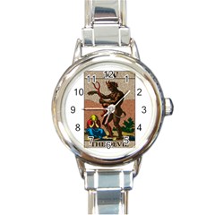 The Devil - Tarot Round Italian Charm Watch by Valentinaart