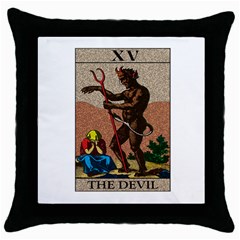 The Devil - Tarot Throw Pillow Case (black) by Valentinaart