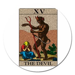 The Devil - Tarot Magnet 5  (round) by Valentinaart