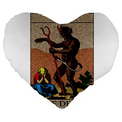 The Devil - Tarot Large 19  Premium Flano Heart Shape Cushions by Valentinaart