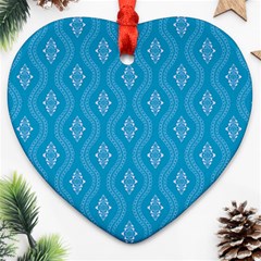 Blue Ornamental Pattern Ornament (heart)