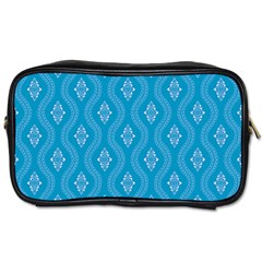 Blue Ornamental Pattern Toiletries Bags 2-side by TastefulDesigns