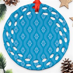 Blue Ornamental Pattern Ornament (round Filigree)