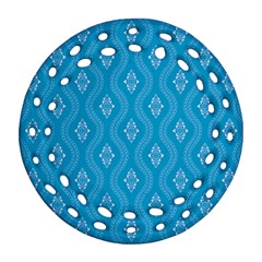 Blue Ornamental Pattern Round Filigree Ornament (two Sides)